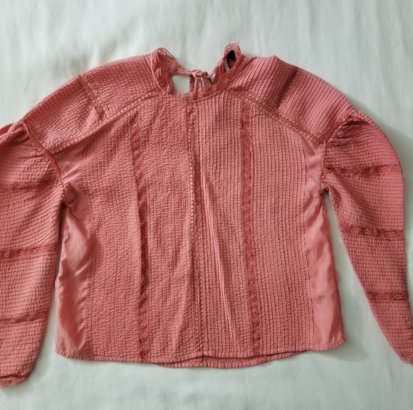 Topshop Long Sleeve Tie-Back Blouse - Picture 2 of 8